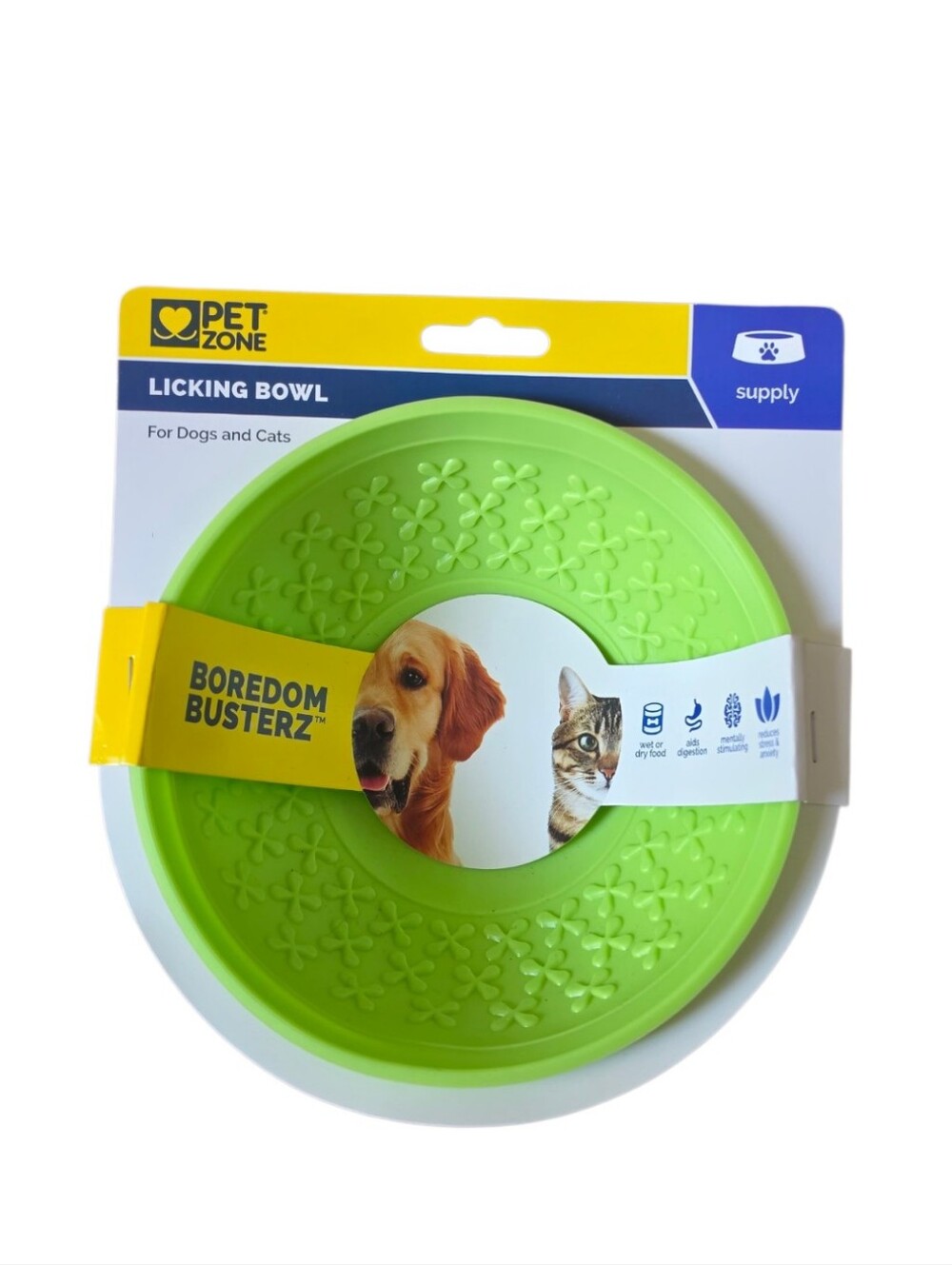 Pet Zone Slow Feeder Silicone Licking Bowl Bright‎ Green Dog Cat Boredom Buster